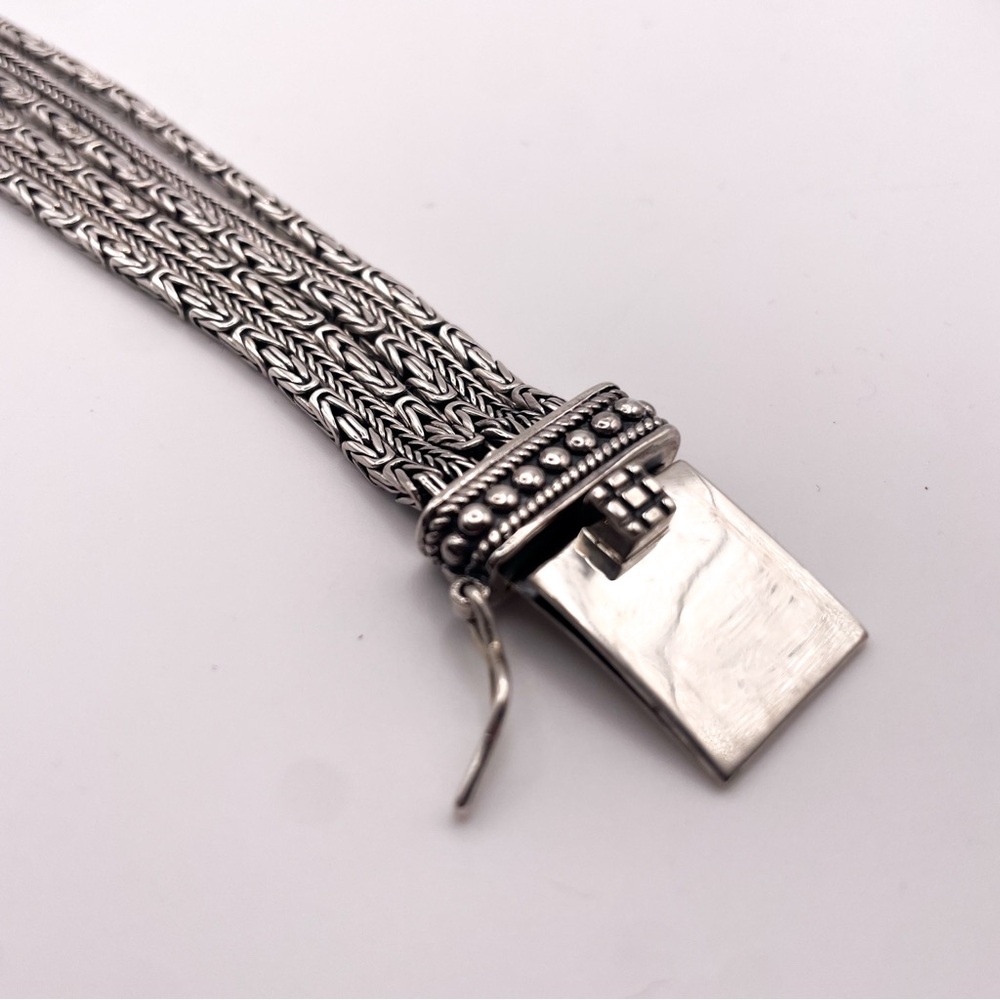 Silpada B1452 Sterling Silver Multi-Strand Woven Chain Bracelet with Box Clasp - Picture 6 of 13
